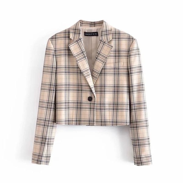 women retro commute lattice long sleeve a buckle jacket fashion ladies coat chic female outerwear spring 210531, Black;brown
women retro commute lattice long sleeve a buckle jacket fashion ladies coat chic female outerwear spring 210531, Black;brown