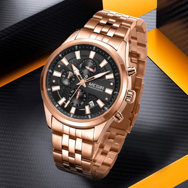 wristwatches megir men quartz stainless steel watches 2021 luxury military for man drop relogios masculino, Slivery;brown
wristwatches megir men quartz stainless steel watches 2021 luxury military for man drop relogios masculino, Slivery;brown