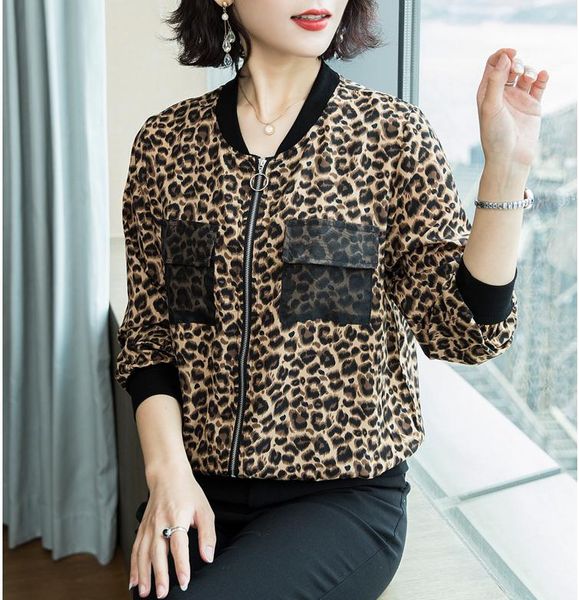 women's jackets 2021 spring autumn middle-aged women jacket coat fashion baseball leopard basic t733, Black;brown
women's jackets 2021 spring autumn middle-aged women jacket coat fashion baseball leopard basic t733, Black;brown