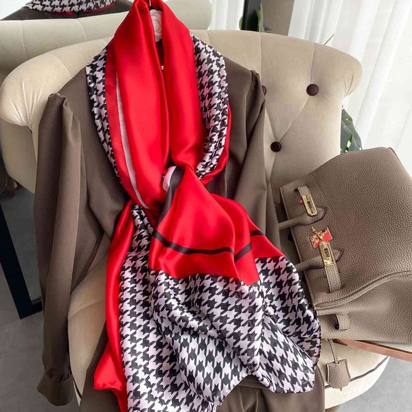 shawl scarf 2021 spring and autumn simulation silk female thousand bird lattice thin summer sunscreen holiday, Blue;gray
shawl scarf 2021 spring and autumn simulation silk female thousand bird lattice thin summer sunscreen holiday, Blue;gray
