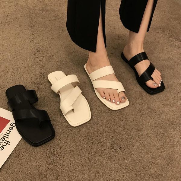 sandals women leather slippers flat toe covering outdoor casual low heel simple for, Black
sandals women leather slippers flat toe covering outdoor casual low heel simple for, Black