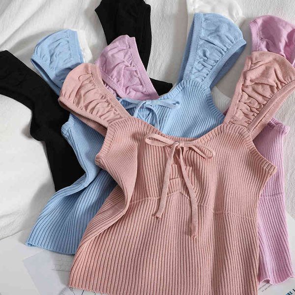 summer pure color lace up slim camisole sweet short for women bottoming shirt tide vintage halter tank korean 210420, White
summer pure color lace up slim camisole sweet short for women bottoming shirt tide vintage halter tank korean 210420, White