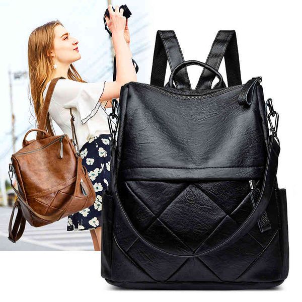double shoulder bag women's 2021 new korean fashion soft leather single multipurpose simple leisure travel backpack
double shoulder bag women's 2021 new korean fashion soft leather single multipurpose simple leisure travel backpack