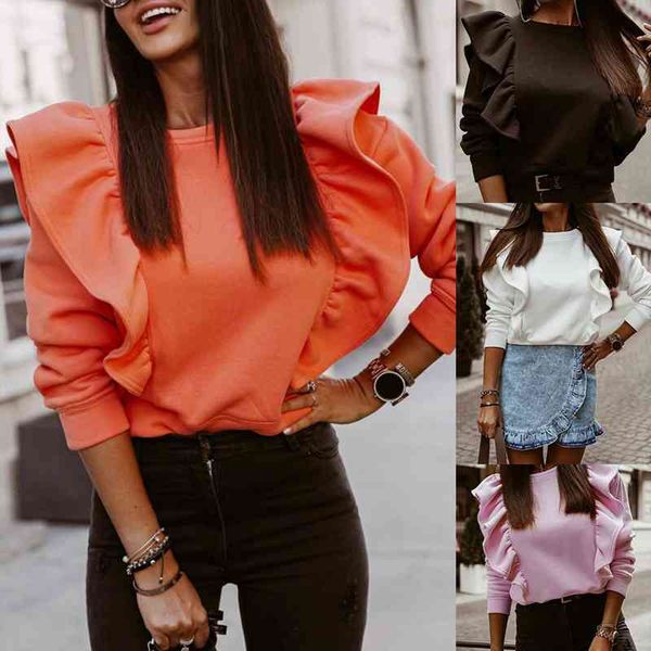 autumn winter women o neck ruffle blouse long sleevethick pullover womens clothing blusas mujer de moda, White
autumn winter women o neck ruffle blouse long sleevethick pullover womens clothing blusas mujer de moda, White
