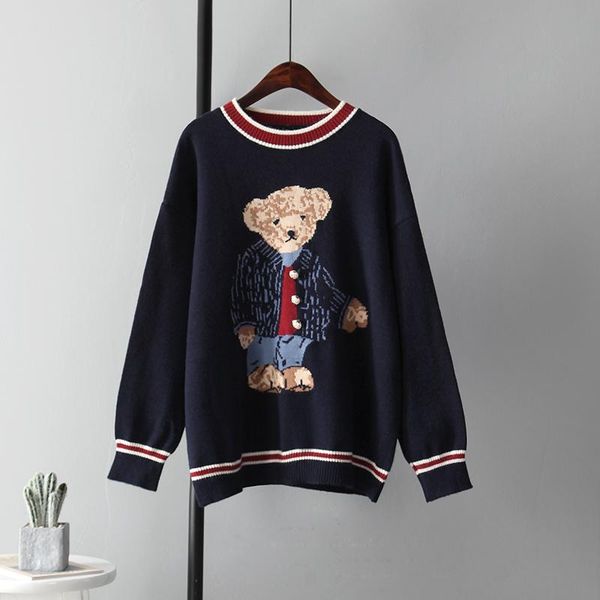 women's sweaters mozuleva printed cartoon bear sweater female cute fashion warm knitted lazy outside wear for fall winter, White;black
women's sweaters mozuleva printed cartoon bear sweater female cute fashion warm knitted lazy outside wear for fall winter, White;black