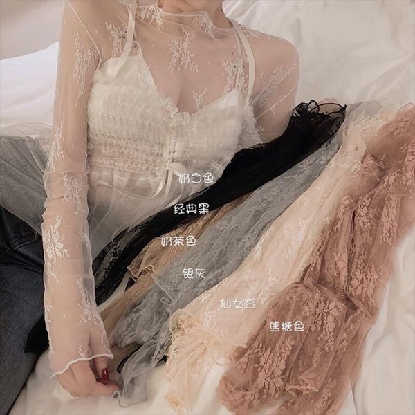 spring summer long sleeve women blouses sheer lace mesh hollow out embroidered shirts, White
spring summer long sleeve women blouses sheer lace mesh hollow out embroidered shirts, White