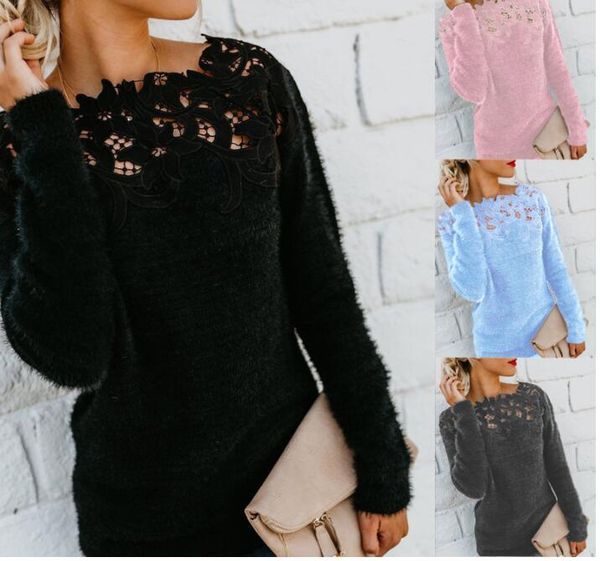 women's sweaters 2021 spring long sleeved lace sweater solid o-neck casual knitted female large size 5xl pullovers, White;black
women's sweaters 2021 spring long sleeved lace sweater solid o-neck casual knitted female large size 5xl pullovers, White;black