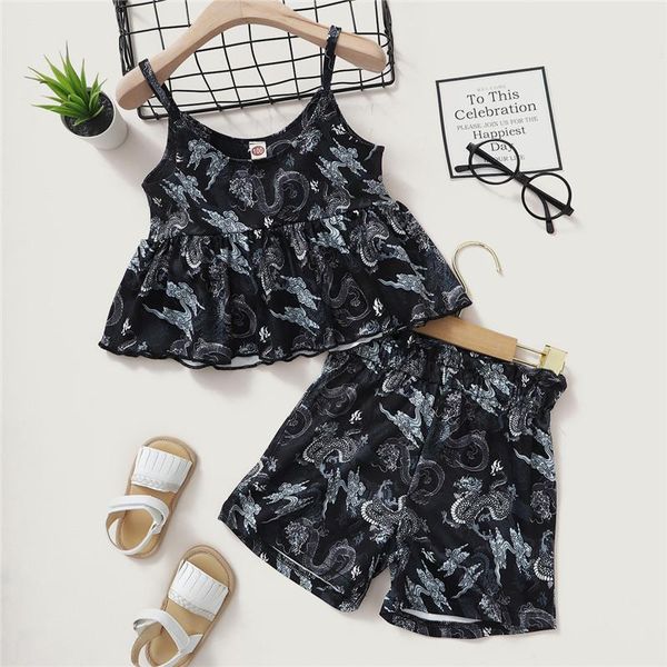 clothing sets 1-6 years baby girls summer outfits dragon print u-shaped neck spaghetti strap camisole + shorts suits infant set, White
clothing sets 1-6 years baby girls summer outfits dragon print u-shaped neck spaghetti strap camisole + shorts suits infant set, White