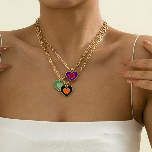chokers 2021 creative colorful heart necklace with pendant fashion vintage clavicle link chain for women charm jewelry choker, Golden;silver
chokers 2021 creative colorful heart necklace with pendant fashion vintage clavicle link chain for women charm jewelry choker, Golden;silver
