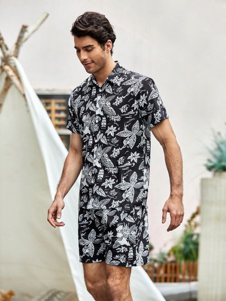 men all over print shirt & shorts set a8n4#, Gray
men all over print shirt & shorts set a8n4#, Gray