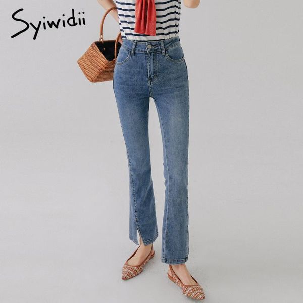 women's jeans syiwidii women flare pants front side slit leg 2021 autumn high waisted bell bottom ankle-length denim clothes, Blue
women's jeans syiwidii women flare pants front side slit leg 2021 autumn high waisted bell bottom ankle-length denim clothes, Blue