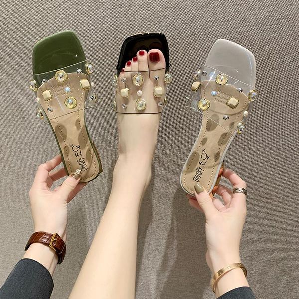slippers ladies outside summer candy-colored fashion square head transparent personality comfortable flat bottom shoes u24-60, Black
slippers ladies outside summer candy-colored fashion square head transparent personality comfortable flat bottom shoes u24-60, Black