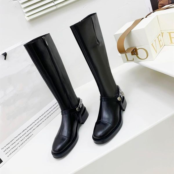 boots shoes women winter genuine leather platform metal chain knee-high zipper sewing botas de mujer size 35-41, Black
boots shoes women winter genuine leather platform metal chain knee-high zipper sewing botas de mujer size 35-41, Black