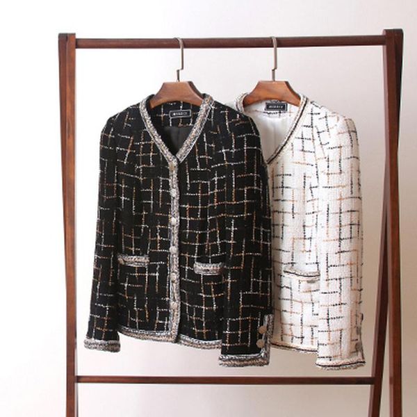 women's jackets 2021 runway brand spring autumn women plaid tweed short coats vintage single breasted v-neck jacket white black y096, Black;brown
women's jackets 2021 runway brand spring autumn women plaid tweed short coats vintage single breasted v-neck jacket white black y096, Black;brown