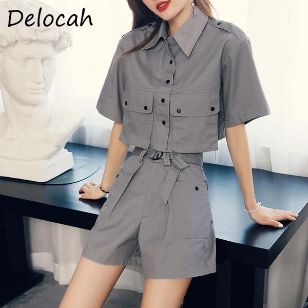 women's tracksuits delocah summer women fashion designer shorts set short sleeve pockets + high waist solid printed shorts 2 two piece, Gray
women's tracksuits delocah summer women fashion designer shorts set short sleeve pockets + high waist solid printed shorts 2 two piece, Gray