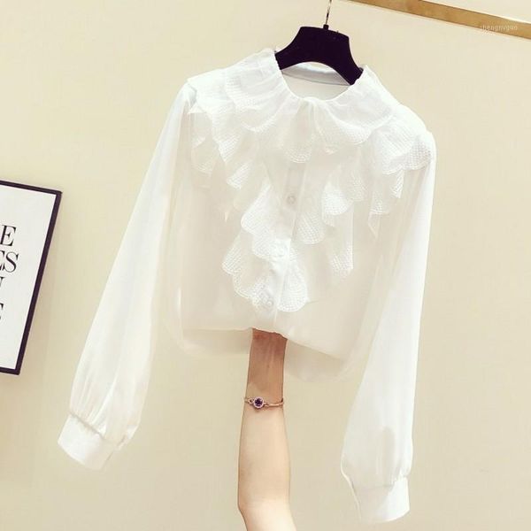 summer elegant lace women blouse and shirts ruffles solid white office lady long sleeved outwear women's blouses &
summer elegant lace women blouse and shirts ruffles solid white office lady long sleeved outwear women's blouses &