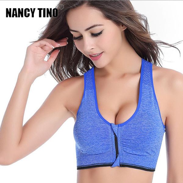 women sports bra zipper none underwire padded push up breathable fitness gym yoga running breast protect clothing, White;black
women sports bra zipper none underwire padded push up breathable fitness gym yoga running breast protect clothing, White;black
