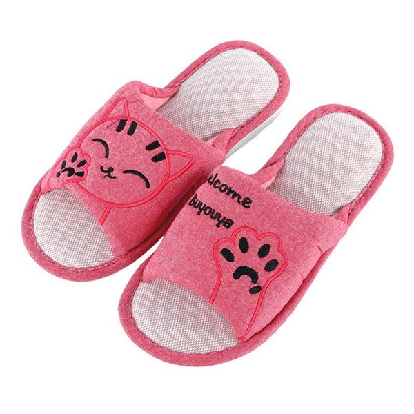 woman slipper 2021 women's shoes autumn nice home slippers cat couple slides female indoor non slip footwear, Black