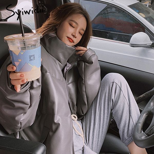 syiwidii winter thick warm gray parkas women fashion black pu leather coats women elegant zipper cotton jackets female ladies 210417
syiwidii winter thick warm gray parkas women fashion black pu leather coats women elegant zipper cotton jackets female ladies 210417