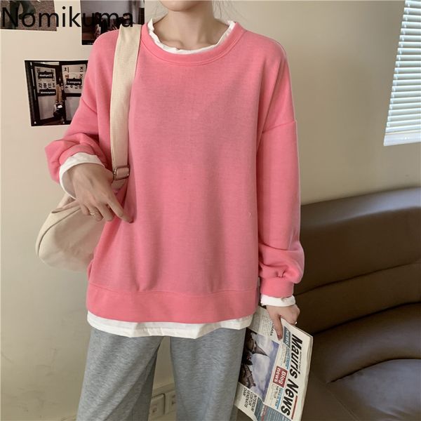 nomikuma casual all-match sweatshirt women fake two piece o neck long sleeve loose hoodies 2012 chic outerwear ropa mujer 210514, Black
nomikuma casual all-match sweatshirt women fake two piece o neck long sleeve loose hoodies 2012 chic outerwear ropa mujer 210514, Black