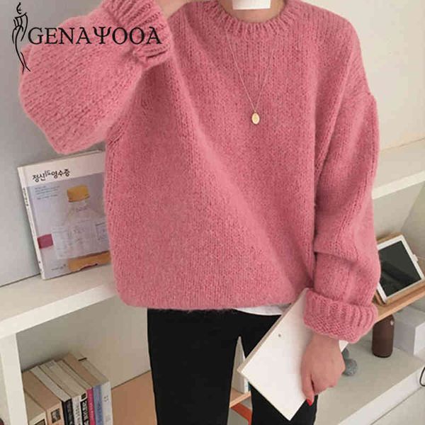genayooa pink cashmere sweater loose o neck long sleeve knitted pullovers women warm soft jumpers ladies korean fashion 210417, White;black
genayooa pink cashmere sweater loose o neck long sleeve knitted pullovers women warm soft jumpers ladies korean fashion 210417, White;black