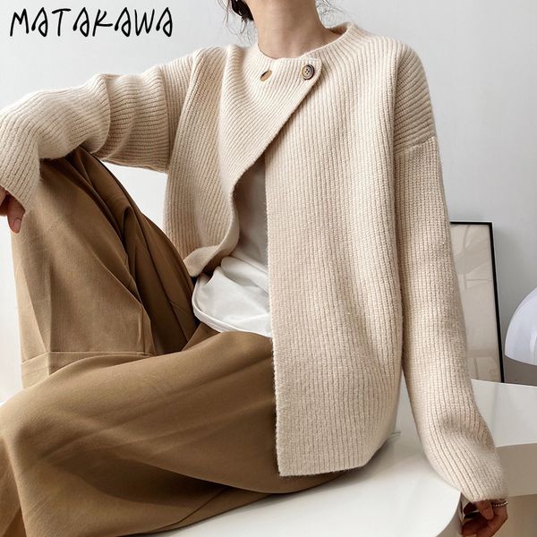 matakawa autumn thicken women's cardigans korean vintage knitted sweater coat design sense loose winter clothes women 210513, White;black
matakawa autumn thicken women's cardigans korean vintage knitted sweater coat design sense loose winter clothes women 210513, White;black