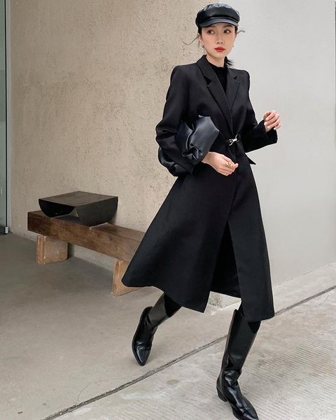women's trench coats vintage ladies black color fashion padded outerwear slim fit elegant female, Tan;black
women's trench coats vintage ladies black color fashion padded outerwear slim fit elegant female, Tan;black