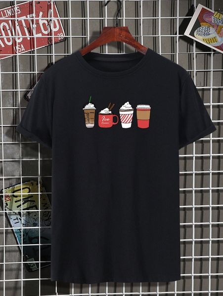 men beverage & letter graphic tee b7o0#, White;black
men beverage & letter graphic tee b7o0#, White;black