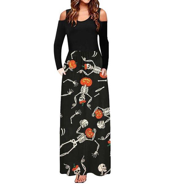 casual dresses fashion autumn halloween skeleton print maxi dress women long-sleeved dew shoulder long female party evening robe, Black;gray
casual dresses fashion autumn halloween skeleton print maxi dress women long-sleeved dew shoulder long female party evening robe, Black;gray
