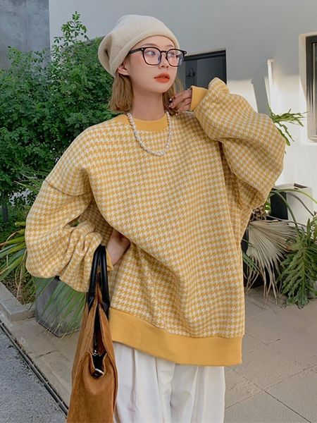 women's hoodies & sweatshirts autumn winter women sweatshirt fashion houndstooth yellow thicken warm casual all-match loose female o-ne, Black
women's hoodies & sweatshirts autumn winter women sweatshirt fashion houndstooth yellow thicken warm casual all-match loose female o-ne, Black