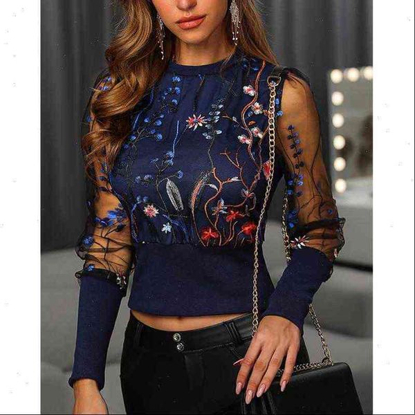 womens blouses fashion women floral embroidery long sleeve round neck sheer mesh insert blouse, White
womens blouses fashion women floral embroidery long sleeve round neck sheer mesh insert blouse, White