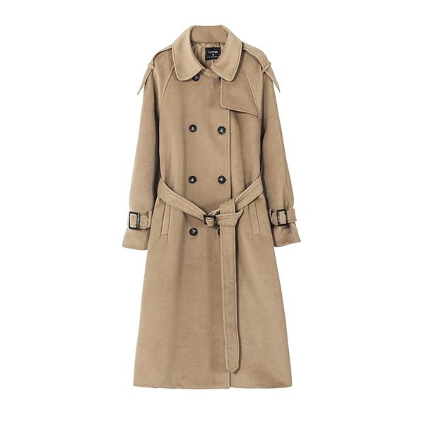winter double breasted woolen coat women long belt button jacket lady outwear 210421, Tan;black
winter double breasted woolen coat women long belt button jacket lady outwear 210421, Tan;black