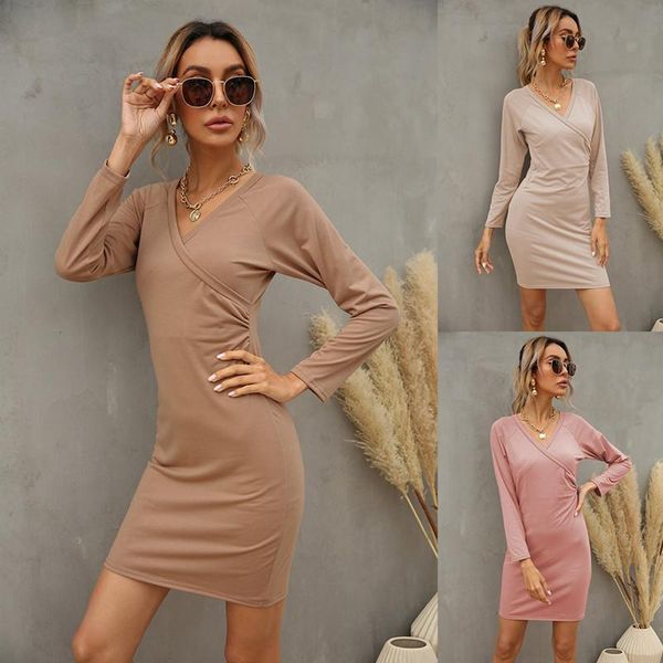 casual dresses spring autumn v neck slim package hip solid women's mini dress 2021 fashion long sleeve plus size ladies, Black;gray
casual dresses spring autumn v neck slim package hip solid women's mini dress 2021 fashion long sleeve plus size ladies, Black;gray