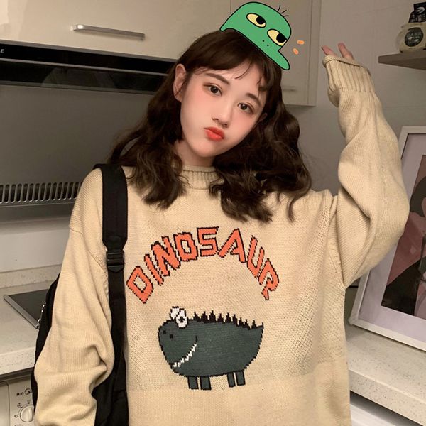 women's sweaters funny letter dinosaur woman's sweater vintage harajuku-neck winter pullover long sleeve loose knitted oversize 6, White;black
women's sweaters funny letter dinosaur woman's sweater vintage harajuku-neck winter pullover long sleeve loose knitted oversize 6, White;black