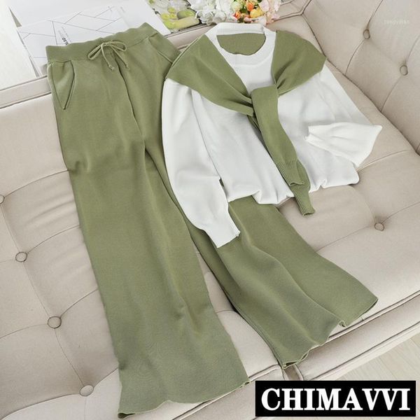 women's tracksuits spring and autumn shawl fake two-piece sweater jumpers + casual trousers women loose knitting pants set, Gray 
women's tracksuits spring and autumn shawl fake two-piece sweater jumpers + casual trousers women loose knitting pants set, Gray