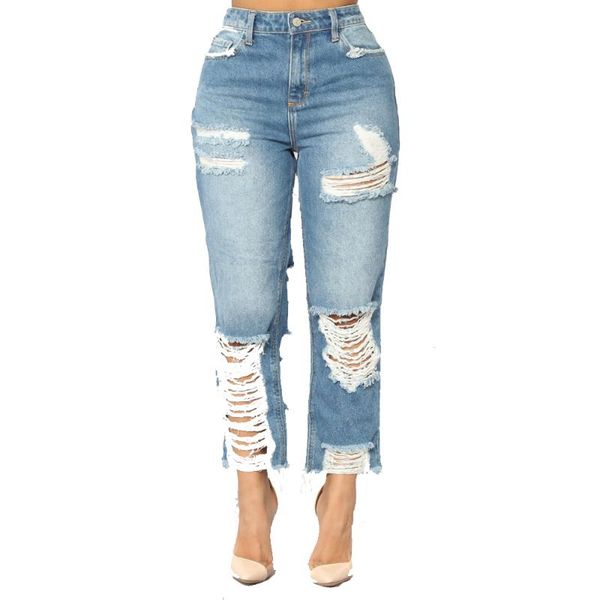 women straight fashion female stretch jeans high waist washed holes grad long cowboy women's, Blue
women straight fashion female stretch jeans high waist washed holes grad long cowboy women's, Blue