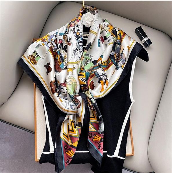 European American luxury 2021 fashion sunscreen scarves women's versatile spring and autumn winter mulberry silk 90cm scarf, Blue;gray
European American luxury 2021 fashion sunscreen scarves women's versatile spring and autumn winter mulberry silk 90cm scarf, Blue;gray