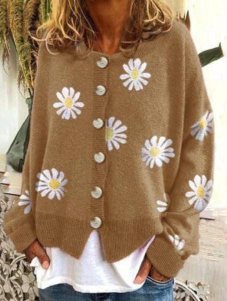 women's knits & tees knitted jacket long-sleeved cardigan fresh small daisy round neck single-breasted autumn casual college style simp, White
women's knits & tees knitted jacket long-sleeved cardigan fresh small daisy round neck single-breasted autumn casual college style simp, White