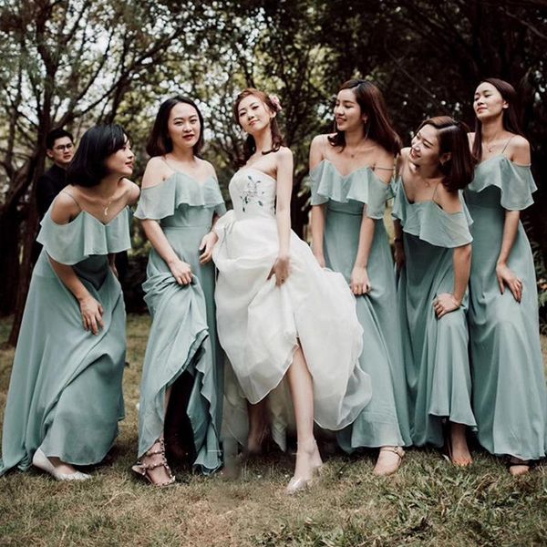 bridesmaid dress country chiffon v neck spaghetti straps ruffles green wedding party gowns long vestidos elegantes para bodas, White;pink
bridesmaid dress country chiffon v neck spaghetti straps ruffles green wedding party gowns long vestidos elegantes para bodas, White;pink