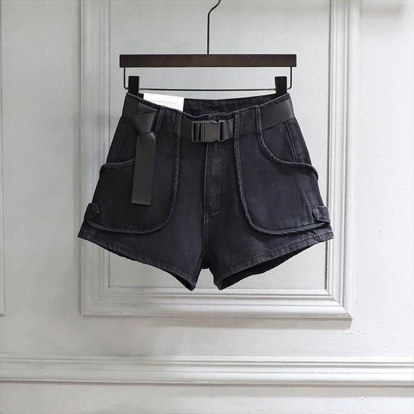 ailegogo summer high waist loose womens short black denim with belt casual female solid color wide leg jeans, White;black
ailegogo summer high waist loose womens short black denim with belt casual female solid color wide leg jeans, White;black