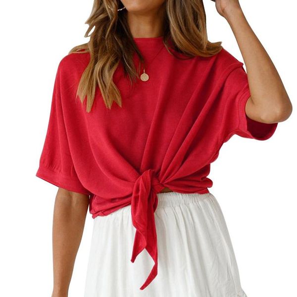 women's t-shirt women summer round neck short sleeve straped casual loose solid color for vacation beach hsj, White
women's t-shirt women summer round neck short sleeve straped casual loose solid color for vacation beach hsj, White