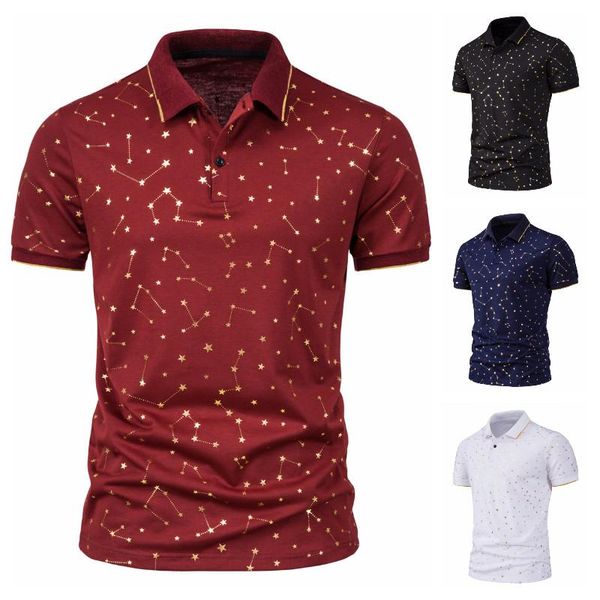 men's polos fashion summer shirt bronzing printing process casual business lapel t-shirt, White;black
men's polos fashion summer shirt bronzing printing process casual business lapel t-shirt, White;black