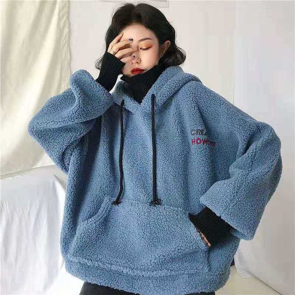 women hoodies lamb wool fake two-piece hooded sweatshirts knitted halter coats ladies winter autumn warm pullovers 210610, Black
women hoodies lamb wool fake two-piece hooded sweatshirts knitted halter coats ladies winter autumn warm pullovers 210610, Black