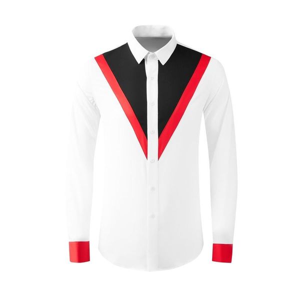 men's dress shirts 2021 long-sleeved front triangle contrast color slim-fit shirt everyday personality clothing button up, White;black
men's dress shirts 2021 long-sleeved front triangle contrast color slim-fit shirt everyday personality clothing button up, White;black