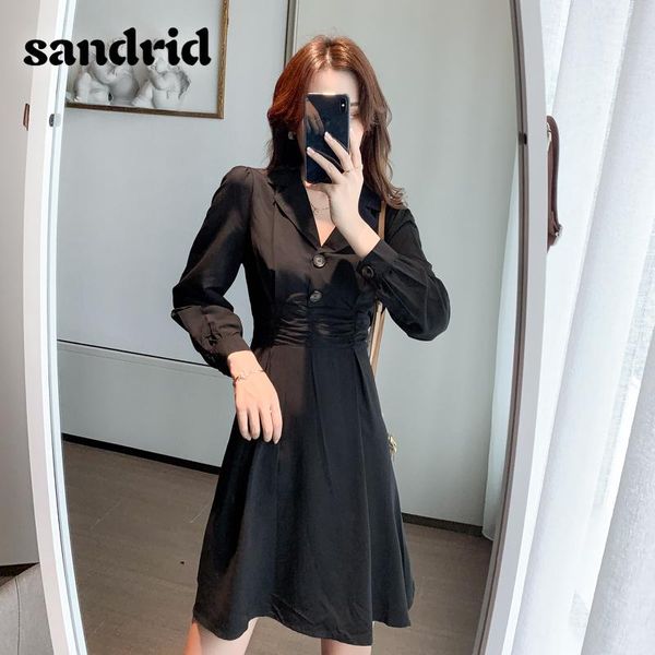 casual dresses sandrid 2021 spring pure color female dress black suit collar elastic waist korean version khaki, Black;gray
casual dresses sandrid 2021 spring pure color female dress black suit collar elastic waist korean version khaki, Black;gray