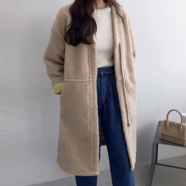women's wool & blends 2021 autumn winter womens overcoat fashion temperament thicken warm solid color zipper long sleeve lambswool coat, Black
women's wool & blends 2021 autumn winter womens overcoat fashion temperament thicken warm solid color zipper long sleeve lambswool coat, Black