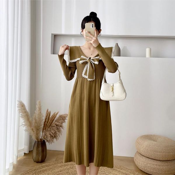 maternity dresses autumn sweater breastfeeding dress pregnant women winter lace bowturn-down collar nursing clothes plus size, White
maternity dresses autumn sweater breastfeeding dress pregnant women winter lace bowturn-down collar nursing clothes plus size, White