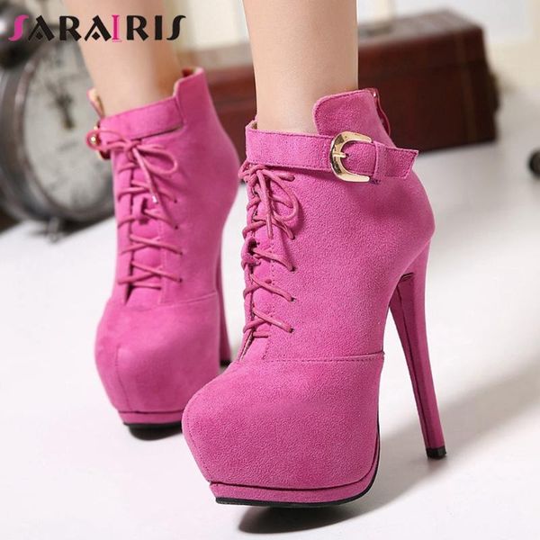 boots sarairis fashion female ankle platform cross tied buckle round toe thin high heels women elegant shoes woman, Black
boots sarairis fashion female ankle platform cross tied buckle round toe thin high heels women elegant shoes woman, Black