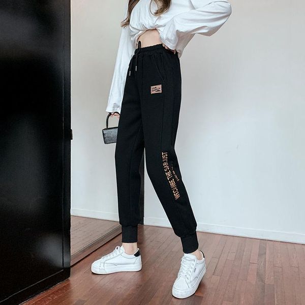 women's pants & capris gray sweatpants women 2021 embroidered footwear casual spring and autumn wild thin loose harem, Black;white
women's pants & capris gray sweatpants women 2021 embroidered footwear casual spring and autumn wild thin loose harem, Black;white