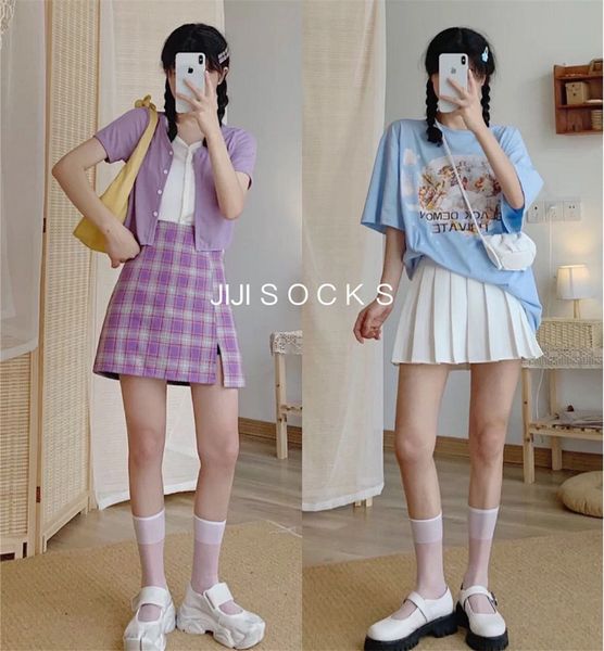 summer white calf ultra thin transparent ins fashion women's half silk short tube socks, Black;white
summer white calf ultra thin transparent ins fashion women's half silk short tube socks, Black;white